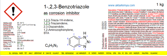 Benzotriazol  (B.T.A)     [Chem.Pure]  - 1 KG. ürün görseli