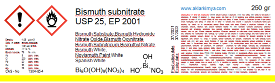 Bizmut Sub Nitrat [Farmacopea6] - 1 KG. ürün görseli