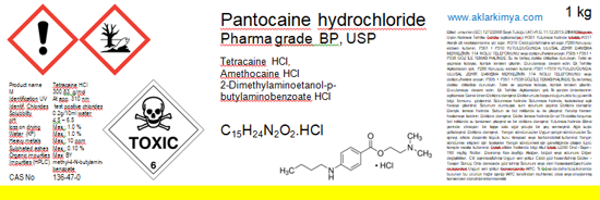 Pantokain  BP / USP    [ Tetracaine HCl]   - 1 KG. ürün görseli