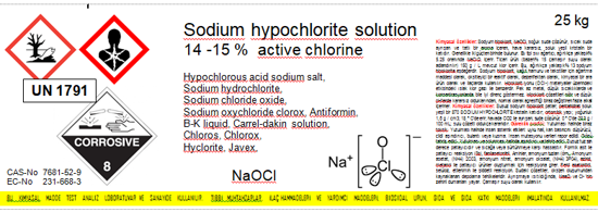 Sodyum Hipoklorit   [ Klor Sıvı% 14-15 ] -     25 kg. ürün görseli